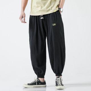 Plain Drawstring-waist Cargo Shorts