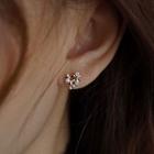 Flower Rhinestone Sterling Silver Earring 1 Pair - Champagne - One Size