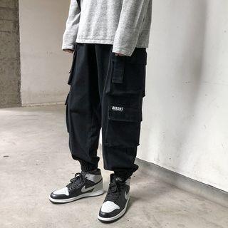 Letter Printed Cargo Harem Pants