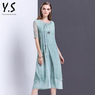 Braid Detailed Short Sleeve Midi Dress