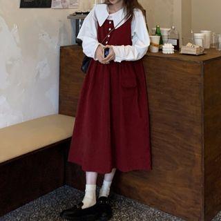 Plain Shirt / Midi Overall Dress