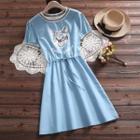 Short-sleeve Cat Print A-line Dress
