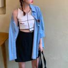 Color-block Sleeveless Top / Long-sleeve Shirt