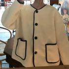 Color-block Cardigan Off-white - One Size