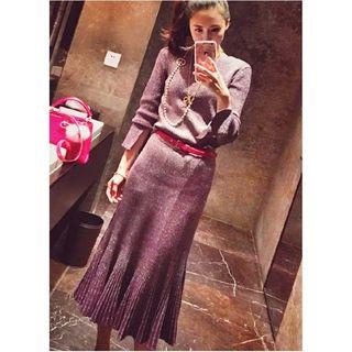 Set: Long-sleeve Top + Mermaid Midi Skirt