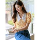 Chelsea-collar Gingham Cropped Blouse