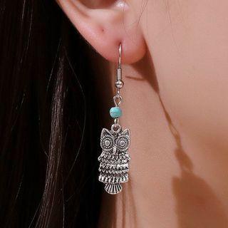 Owl Drop Earring 1 Pair - 01-11683 - Silver - One Size