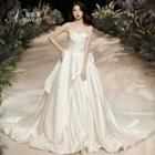 Strapless Ruffled Satin Wedding Gown