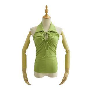 Halter Collar Drawstring Tank Top