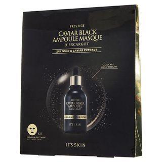 Its Skin - Prestige Caviar Black Ampoule Masque Descargot Set 25ml X 5 Pcs
