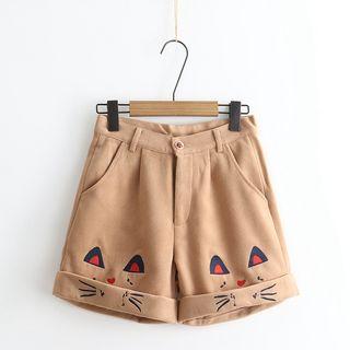 Cat Embroidery Shorts