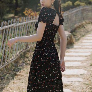 Floral Open Back A-line Dress