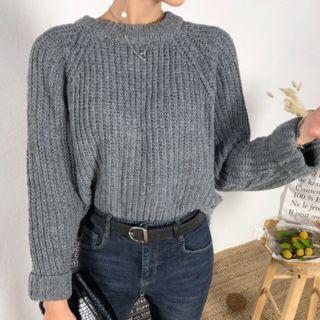 Slit-back Rib-knit Top