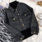 Denim Cropped Jacket Dark Gray - One Size