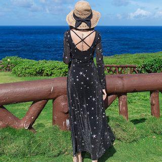 Star Long-sleeve Maxi Knit Dress