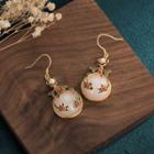 Branches Faux Gemstone Alloy Dangle Earring Cp201 - 1 Pair - Gold & White - One Size