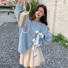 Bow Sweatshirt / A-line Skirt
