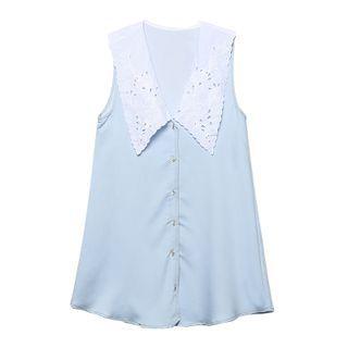Sleeveless Embroidered Collar Mini A-line Dress