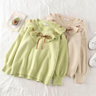 Ruffle Long-sleeve Loose-fit Sweater