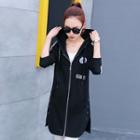 Striped Hooded Button Long Jacket