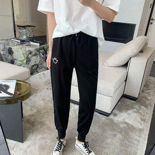 Lined Smiley Embroidered Sweatpants