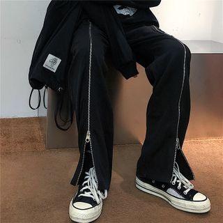 Zip Split Straight-cut Pants
