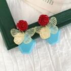 Acrylic Rose & Butterfly Dangle Earring