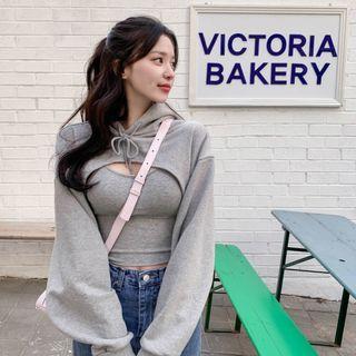 Drop-shoulder Bolero Hoodie