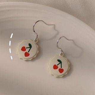 Cherry Alloy Dangle Earring 1 Pair - B-497 - Red Cherry - White - One Size
