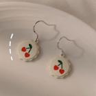 Cherry Alloy Dangle Earring 1 Pair - B-497 - Red Cherry - White - One Size