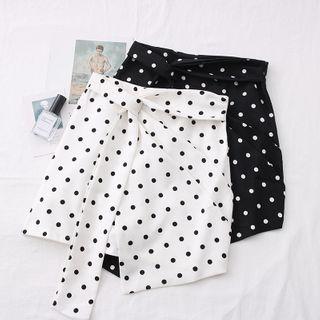 Tie-waist Dotted Mini Skirt