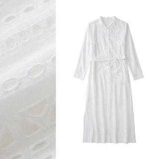 Long-sleeve Sashed Maxi Dress