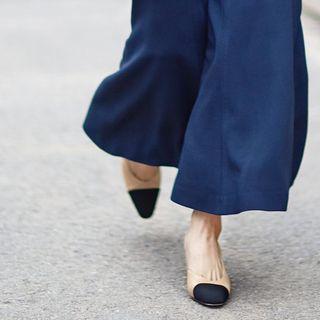 Cap-toe Slingback Low Heel Sandals