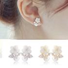 Rhinestone Faux Pearl Flower Earrings