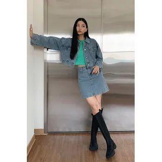 Denim Set: Cropped Jacket + Miniskirt