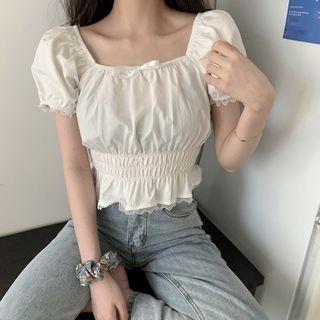 Lace Trim Sheath Top White - One Size