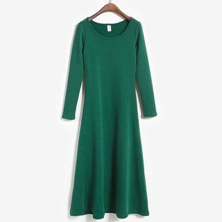 Long-sleeve A-line Midi Dress
