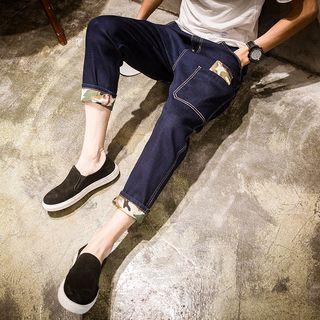 Camo Panel Straight Fit Jeans