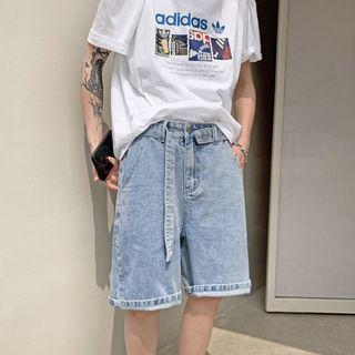 High-waist Straight Cut Denim Shorts