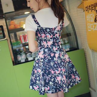 Floral Patterned Sleeveless A-line Dress