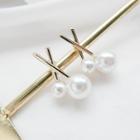 Faux-pearl Stud Earring 1 Pair - Gold - One Size