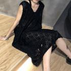 Lace Pinafore Dress Black - One Size