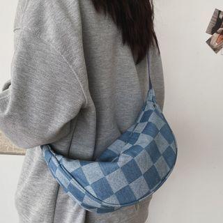 Checker Print Crossbody Bag Blue - One Size