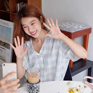 Checked Cotton Midi Shirtdress