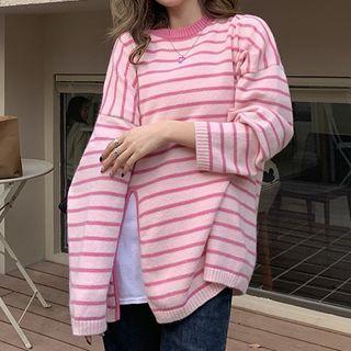 Striped Side-slit Sweater