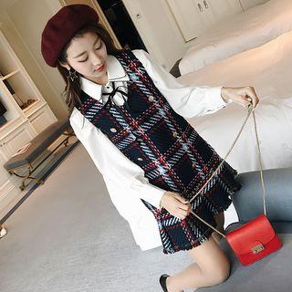 Sleeveless Double-breasted Plaid Dress