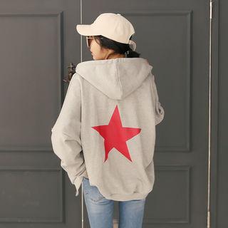 Hooded Star Print Pullover