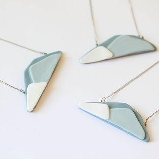 Geometric Ceramic Pendant Necklace