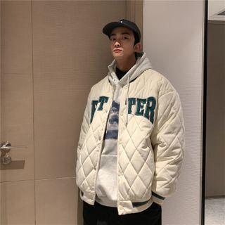 Lettering Padded Snap-button Jacket