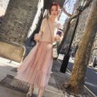 Sweater / Mesh Midi Dress